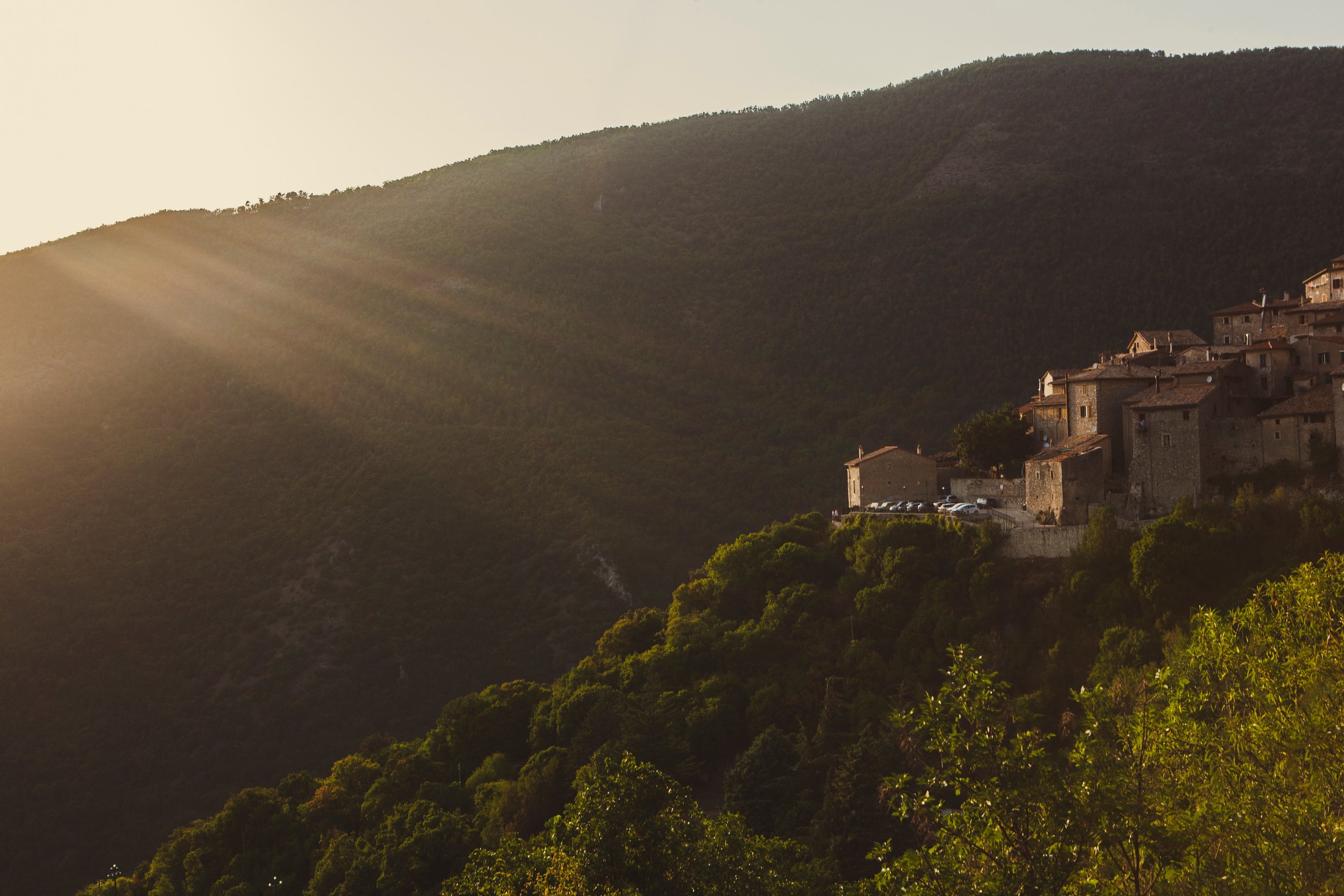 Early Morning View of a Mountain Village